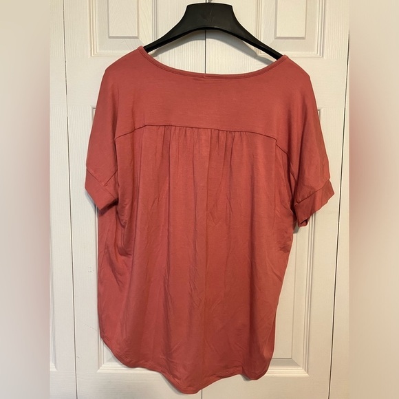 Matilda Jane Blouse Women’s Sz M Pink Button Tie Front Short Sleeves Casual Soft - Picture 4 of 5